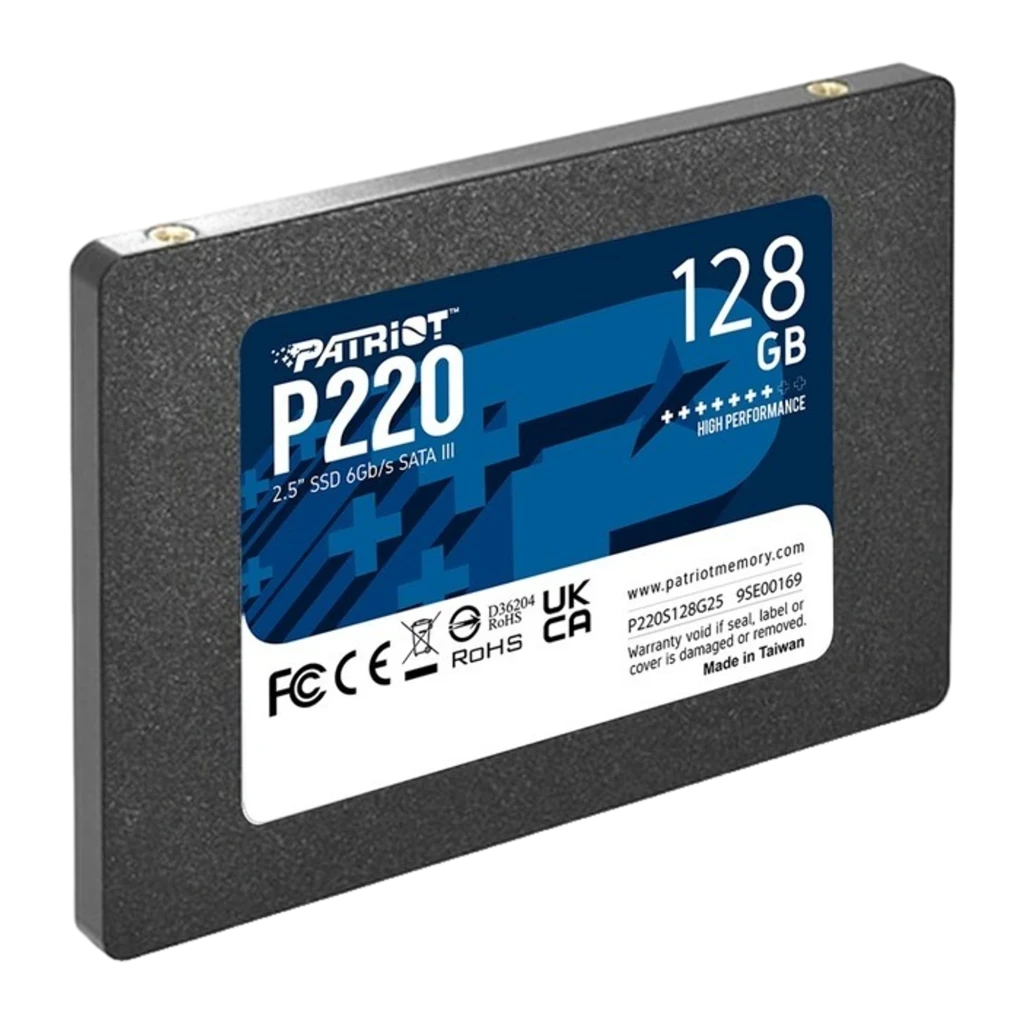 Patriot Memory P220 2TB Preto, vista frontal: etiqueta azul com modelo P220, capacidade 2TB e especificações SATA III - Item2