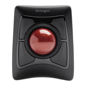Kensington Expert Mouse Wireless Negro, vista superior: bola roja central, anillo de desplazamiento y cuatro botones