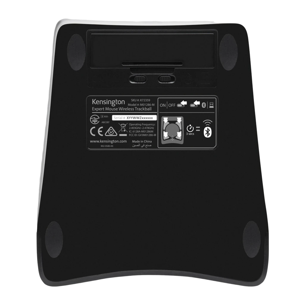 Kensington Expert Mouse Wireless Negro, vista superior: bola roja central, anillo de desplazamiento y cuatro botones - Ítem2