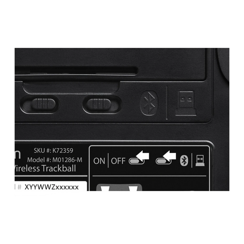 Kensington Expert Mouse Wireless Negro, vista superior: bola roja central, anillo de desplazamiento y cuatro botones - Ítem6