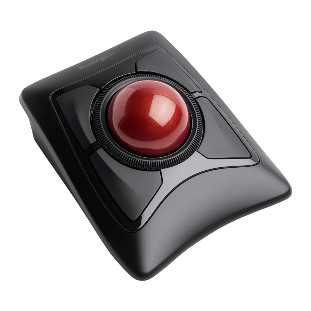 Kensington Expert Mouse Wireless Negro, vista superior: bola roja central, anillo de desplazamiento y cuatro botones - Ítem1