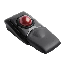 Kensington Trackball Expert Mouse Wireless Preto, vista em perspectiva: bola vermelha, anel de rolagem e apoio de pulso