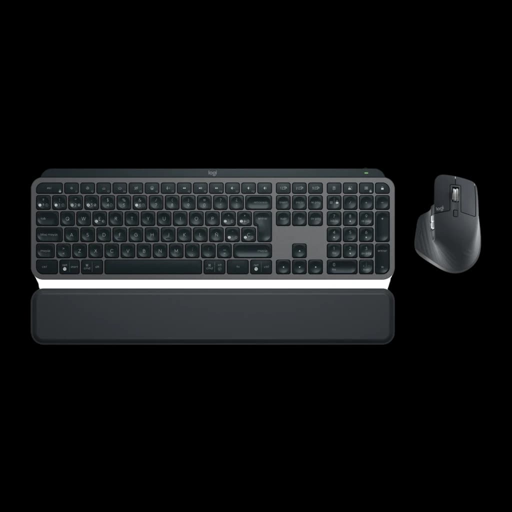 Logitech MX Keys S Combo Bluetooth QWERTY Cinzento Grafite, vista superior: teclado com apoio de pulso e rato MX Master 3S