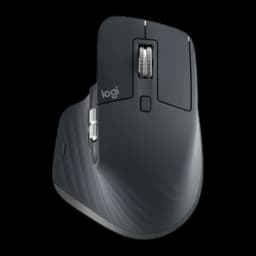 Logitech MX Keys S Combo Bluetooth QWERTY Grafite, vista superior em ângulo: rato cinzento com roda de scroll e logótipo logi