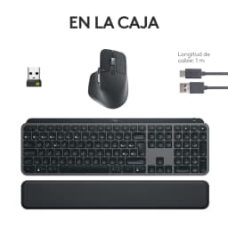 Logitech MX Keys S Combo Bluetooth QWERTY Grafite, conteúdo da caixa: teclado, rato, apoio de pulso, receptor USB e cabo 1m