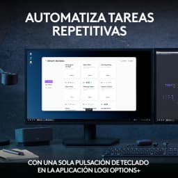 Logitech MX Keys S Combo Bluetooth QWERTY Grafite, lifestyle: ecrã com Smart Actions do Logi Options+ para automatizar