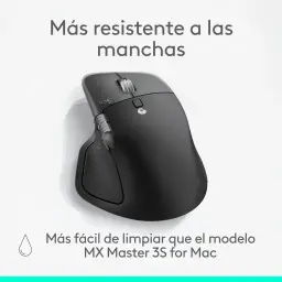 Logitech Rato MX Master 4 for Mac Bluetooth Ergonómico Preto, vista superior: superfície resistente a manchas, roda