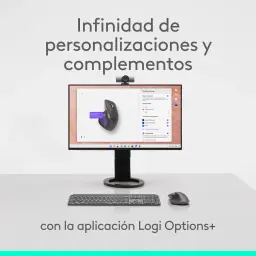 Logitech Rato MX Master 4 for Mac Bluetooth Ergonómico Preto, cena: rato em ecrã de monitor com app Logi Options+ aberta