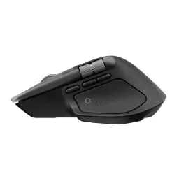 Logitech Rato MX Master 4 for Mac Bluetooth Ergonómico Preto, vista lateral direita: roda de rolagem metálica, botões