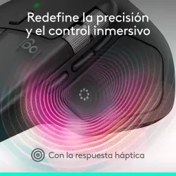 Logitech Rato MX Master 4 for Mac Bluetooth Ergonómico Preto, detalhe: roda de scroll e botões superiores com ondas hápticas