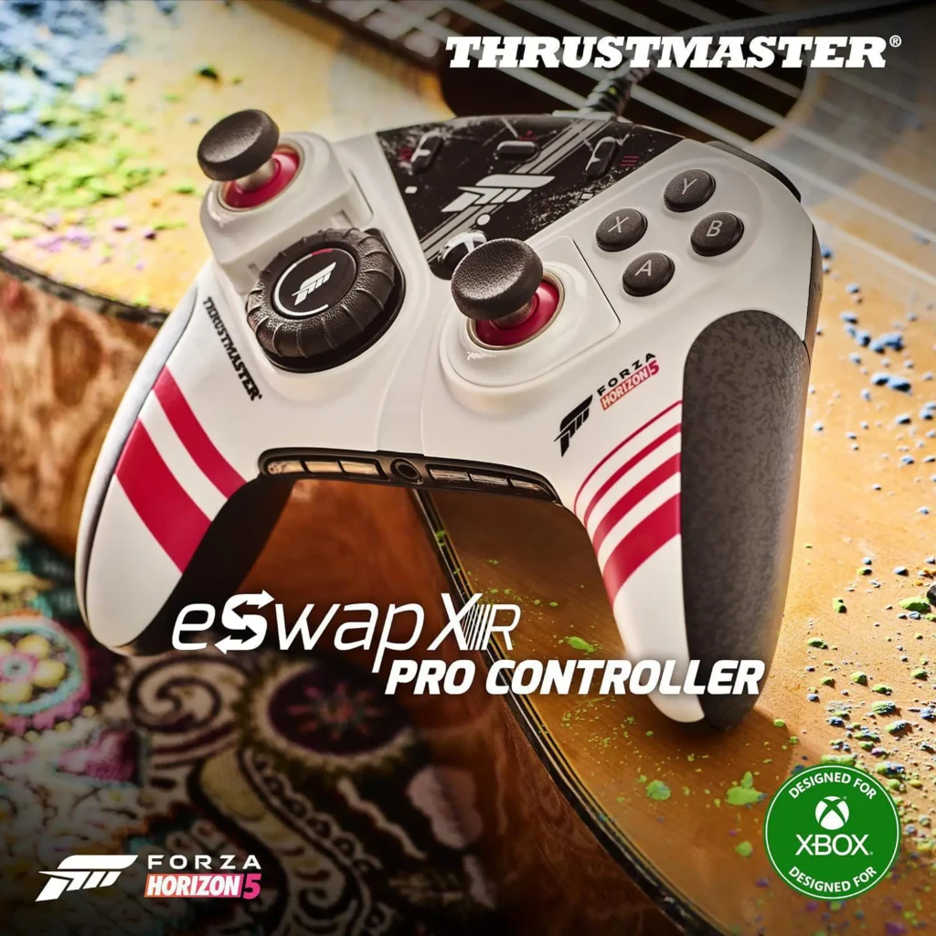 Thrustmaster eSwap X R Pro Forza Horizon 5 Multicolor, vue avant: design blanc avec bandes roses, logo Forza et boutons ABXY - Ítem4