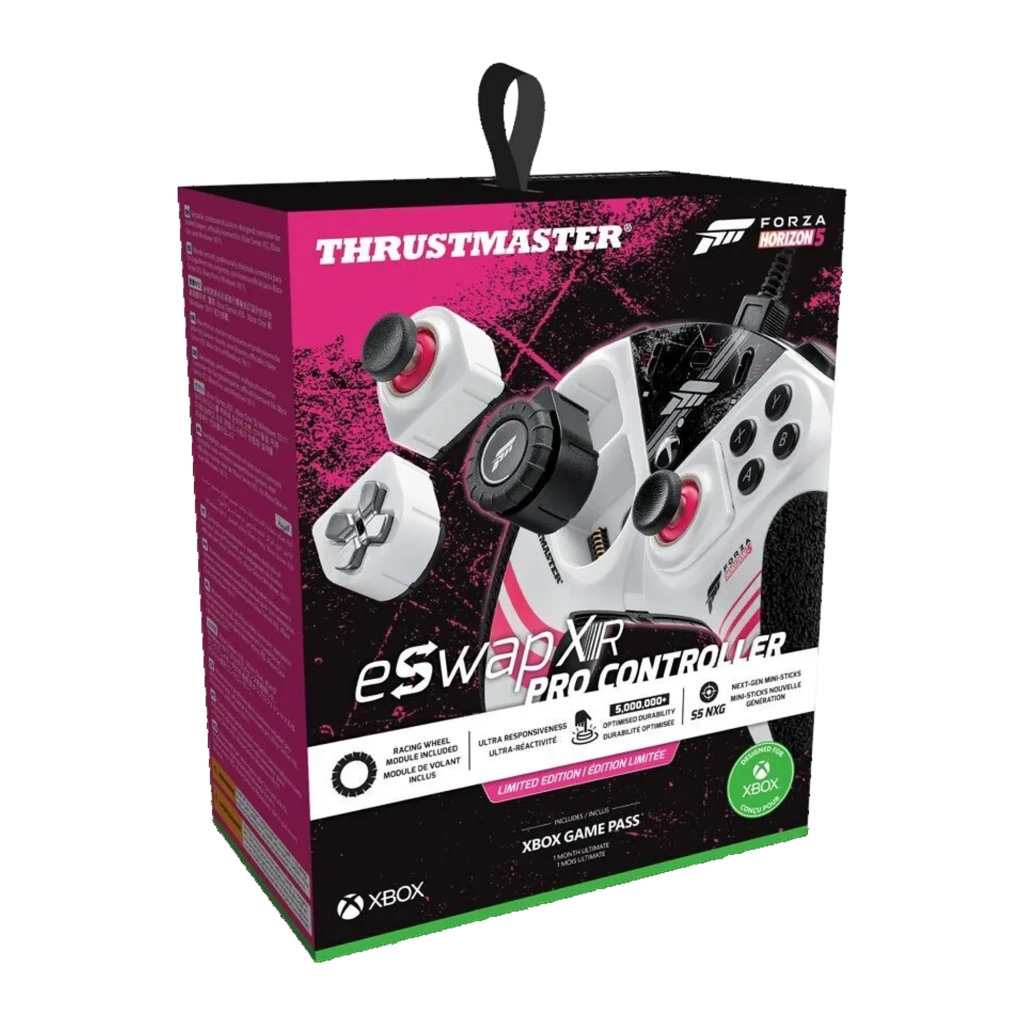Thrustmaster eSwap X R Pro Forza Horizon 5 Multicolor, vue avant: design blanc avec bandes roses, logo Forza et boutons ABXY - Ítem6