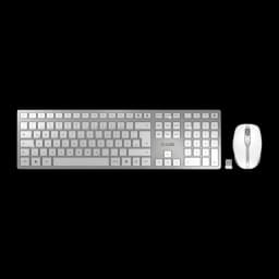 Cherry DW 9100 Slim Argent, vue de dessus: clavier ultra-fin et souris sans fil avec récepteur USB nano