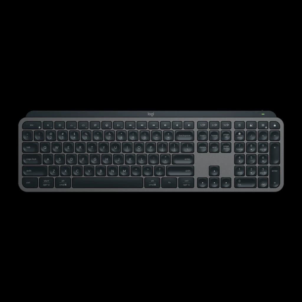 Logitech MX Keys for Business Bluetooth Espanhol Grafite, vista superior: teclado completo com teclado numérico e teclas