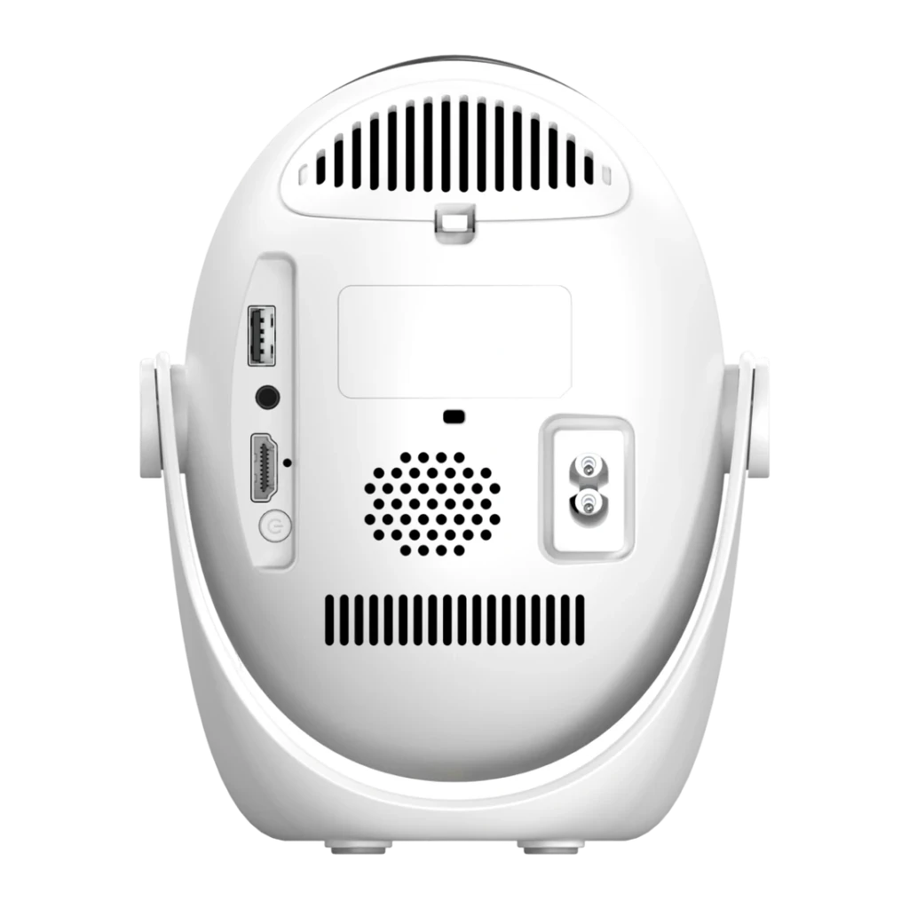 Projecteur SMOON 1080p Full HD 300 Lumens ANSI LCD Google TV Q3, vue arrière: ports USB, HDMI, jack audio, haut-parleur