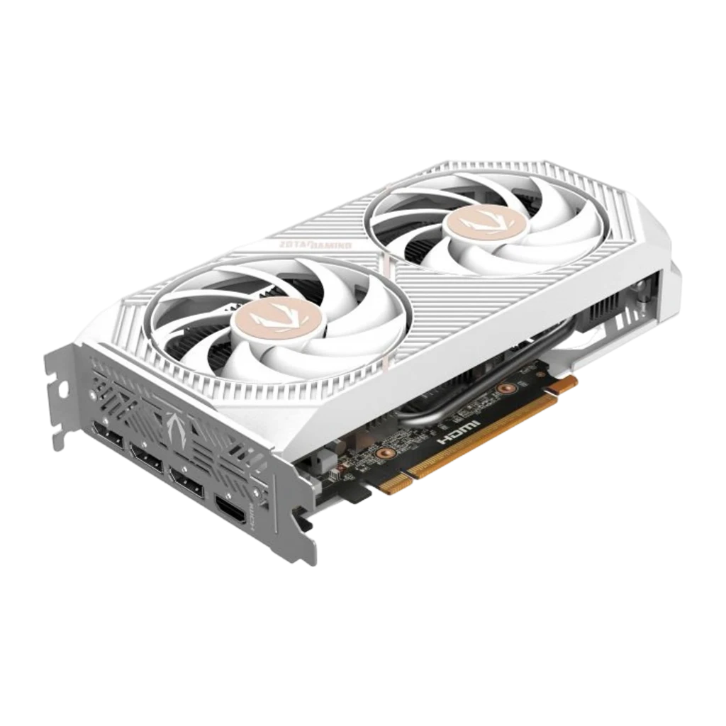 Zotac GAMING GeForce RTX 5050 Twin Edge OC White Edition 8GB blanc, boîte avec carte: packaging blanc et vert aux côtés - Ítem3