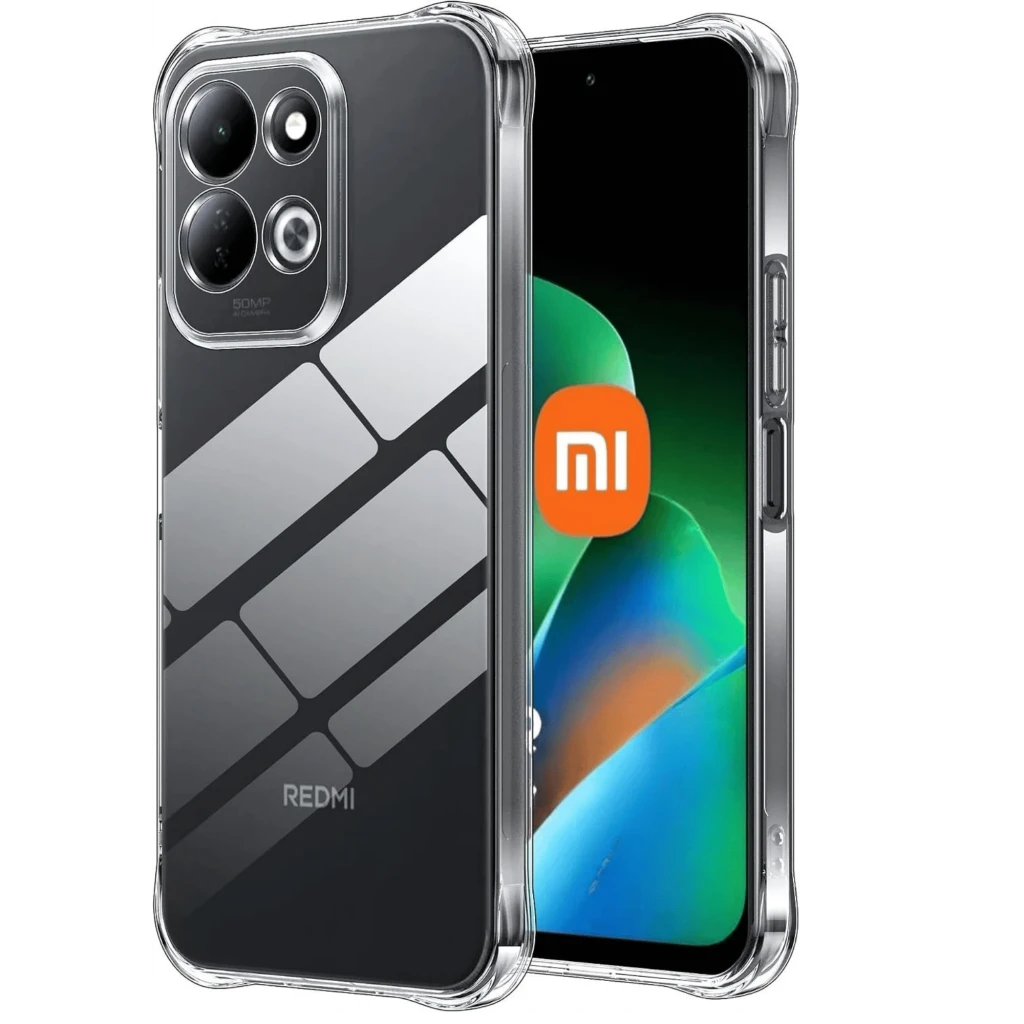Funda de silicona Reinforced Xiaomi Redmi 17 4G / Redmi 17 5G transparente, esquinas reforzadas, protección de cámara elevada, botones cubiertos y ajuste