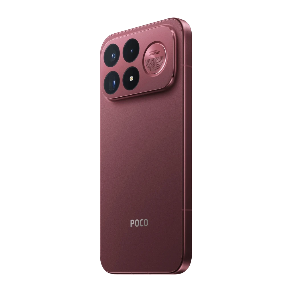 Xiaomi POCO F9 Ultra 5G Dark Cherry con gran pantalla sin bordes y cámara trasera triple en módulo redondo; acabado mate burdeos y frontal con perforación - Ítem6