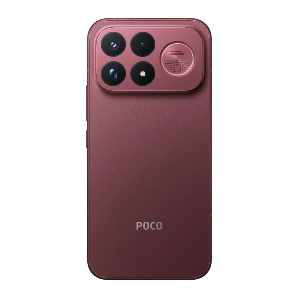 Xiaomi POCO F9 Ultra 5G Dark Cherry con gran pantalla sin bordes y cámara trasera triple en módulo redondo; acabado mate burdeos y frontal con perforación - Ítem9