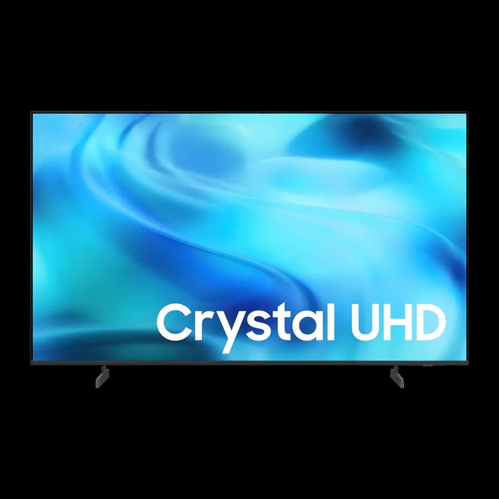 TV Samsung 43 pulgadas LED 4K Negro UE43U8092HU, vista frontal: pantalla Crystal UHD con degradado azul y marco fino negro