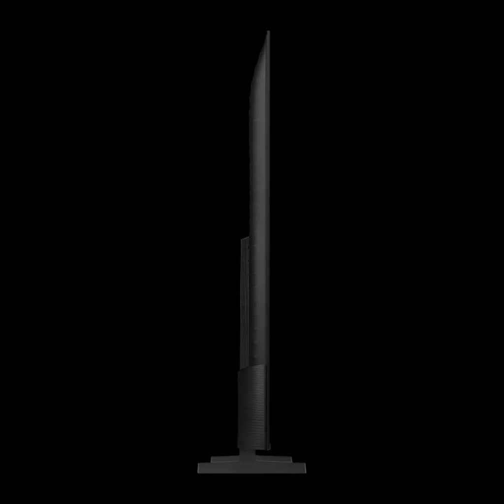 TV Samsung 50 polegadas LED 4K Ultra HD Preto UE50U8092HU, vista lateral: perfil ultrafino do painel e base preta