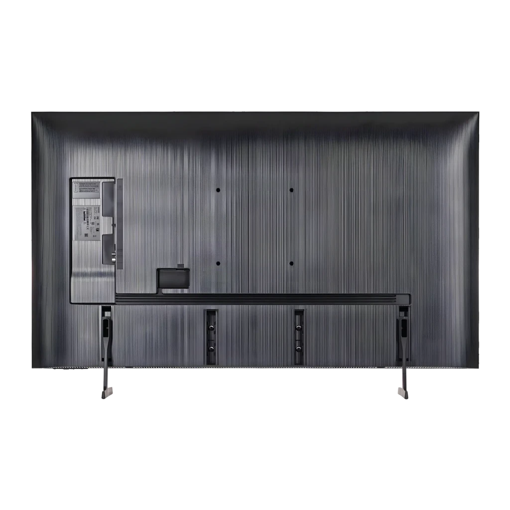TV Samsung 50 polegadas LED 4K Ultra HD Preto UE50U8092HU, vista traseira: painel metálico estriado, portas e pés