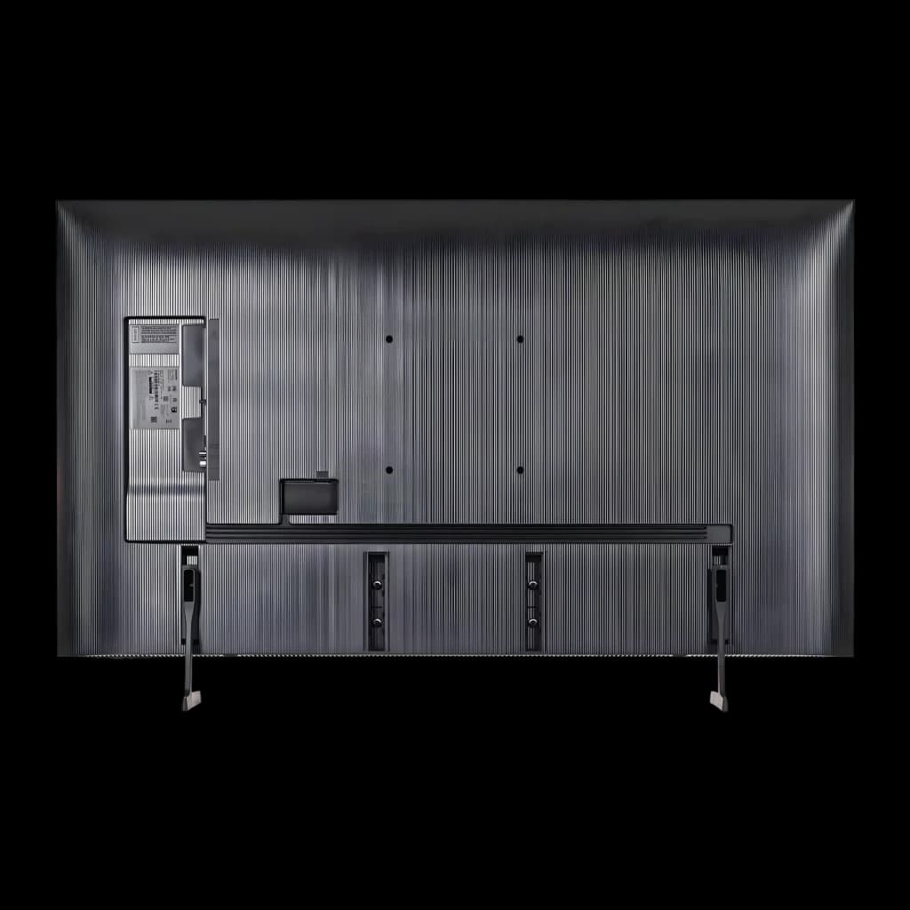 TV Samsung 50 polegadas LED 4K Ultra HD Preto UE50U8092HU, vista traseira: painel metálico estriado, portas e pés