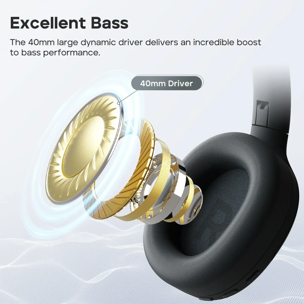 Tribit QuietPlus 81 noir - bluetooth 6.0 et 6 modes d'égalisation configurables depuis l'application