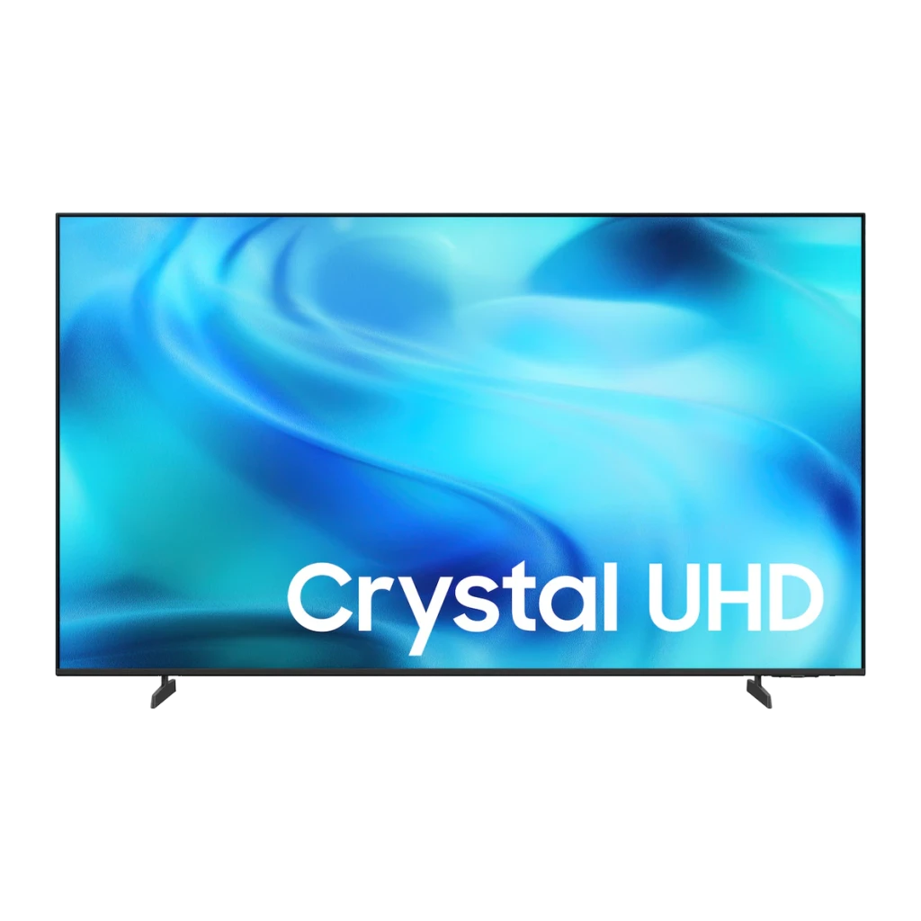 TV Samsung 75 polegadas LED 4K Tizen Preto UE75U8092HU, vista frontal: ecrã Crystal UHD com moldura fina preta e pés
