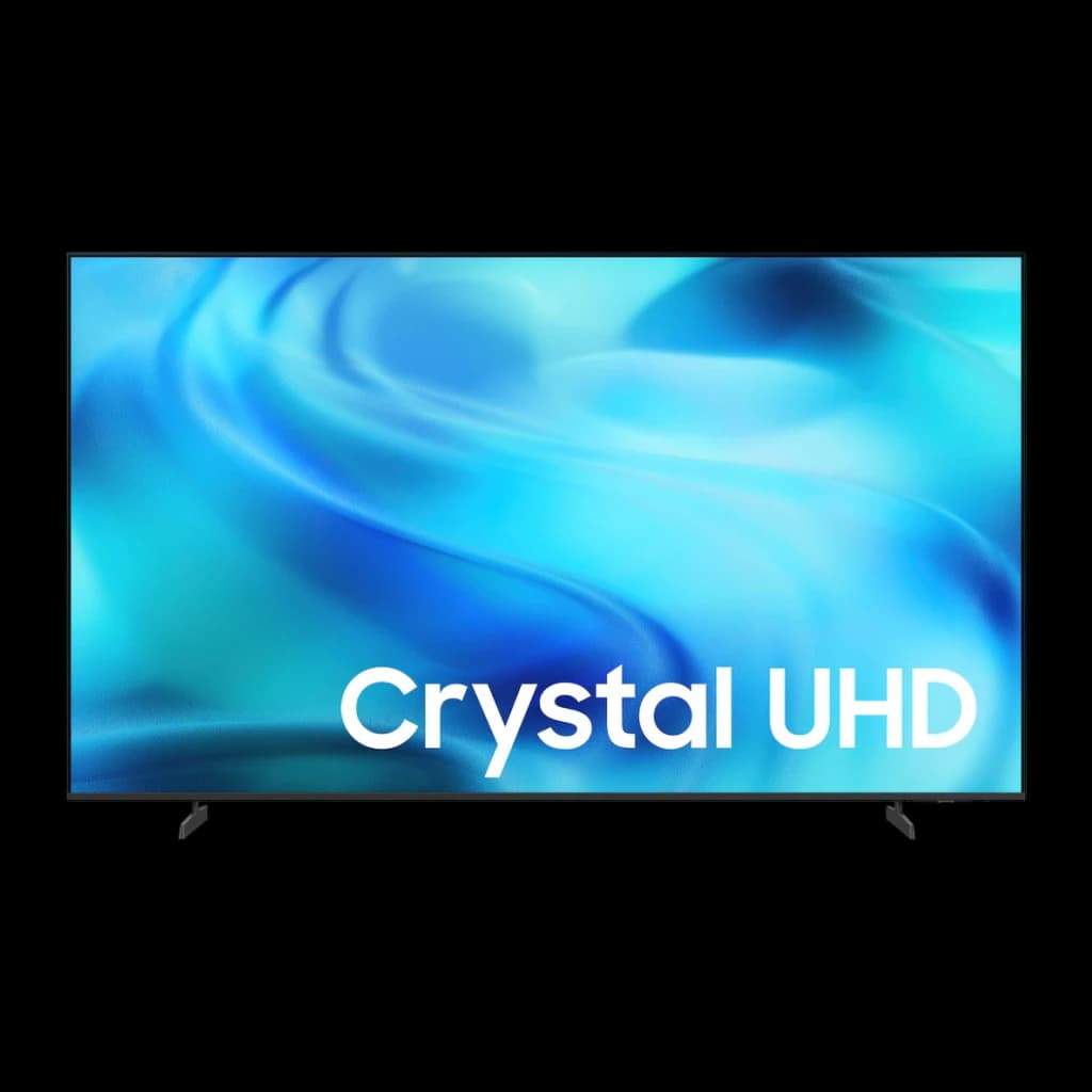 TV Samsung 75 polegadas LED 4K Tizen Preto UE75U8092HU, vista frontal: ecrã Crystal UHD com moldura fina preta e pés