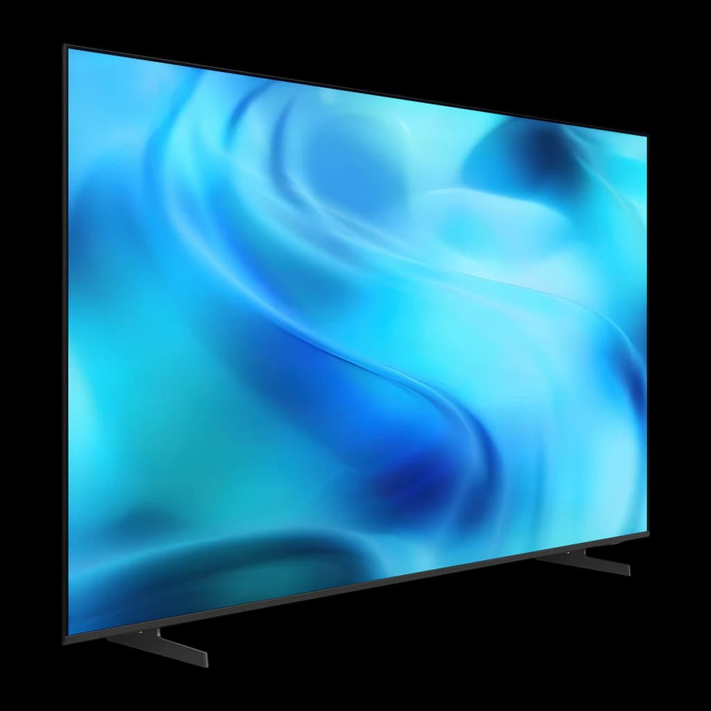 TV Samsung 75 polegadas LED 4K Tizen Preto UE75U8092HU, vista lateral: ecrã ligado com gradiente azul e moldura fina preta