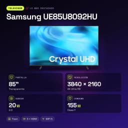 TV Samsung 85 pouces LED 4K Ultra HD Tizen Noir UE85U8092HU - caractéristiques