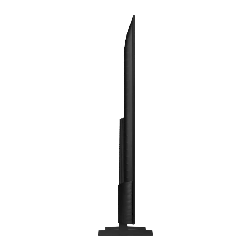 TV Samsung 85 pulgadas LED 4K Ultra HD Tizen Negro UE85U8092HU, vista lateral: perfil ultradelgado y base negra