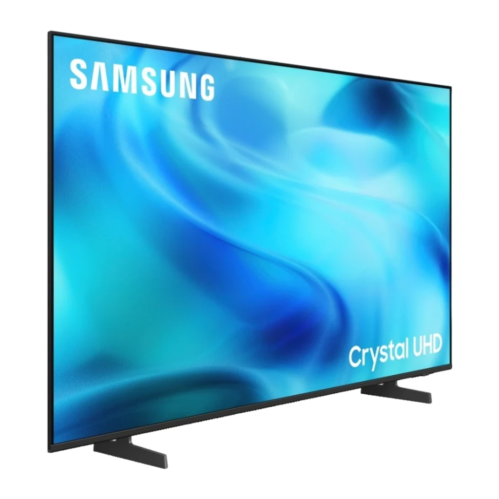 TV Samsung 85 pulgadas LED 4K Ultra HD Tizen Negro UE85U8092HU, vista lateral: pantalla Crystal UHD encendida con degradado