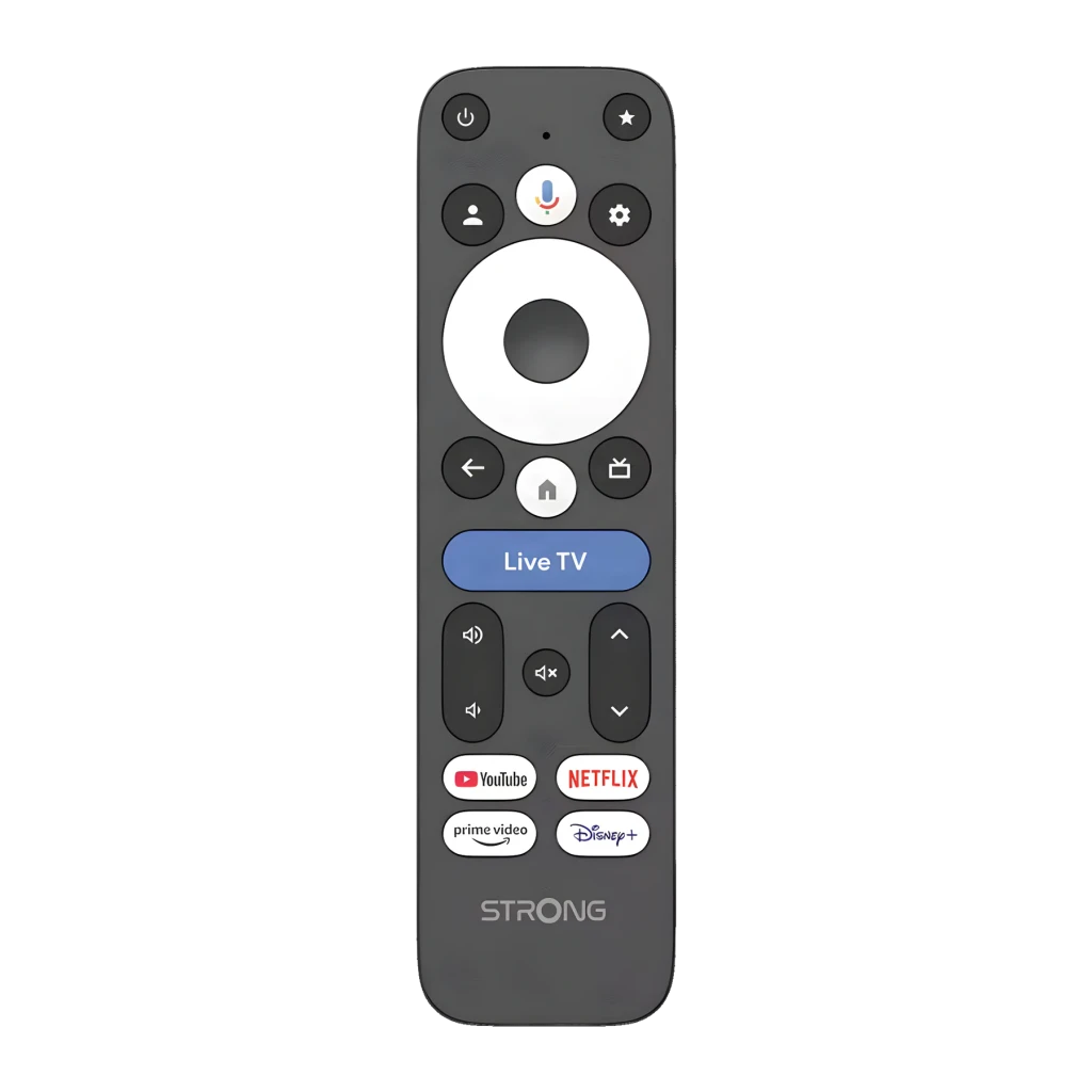 Lecteur multimédia Strong 2 Go/32 Go Noir true 4K Google TV LEAP-NOVA, télécommande: boutons YouTube Netflix Prime Video