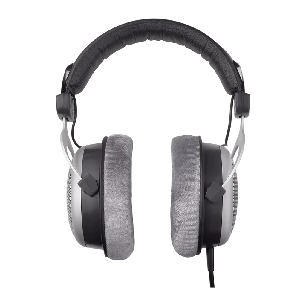 Casque Beyerdynamic DT 880 Pro 250 Ohm Arceau Circum-aural Jack 3,5 mm, vue de face: coussinets en velours gris et arceau