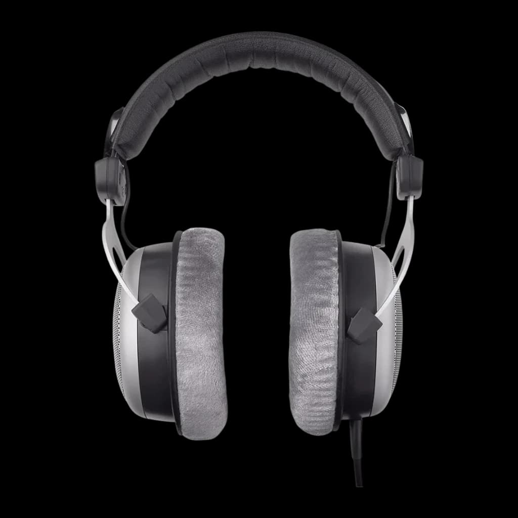 Casque Beyerdynamic DT 880 Pro 250 Ohm Arceau Circum-aural Jack 3,5 mm, vue de face: coussinets en velours gris et arceau