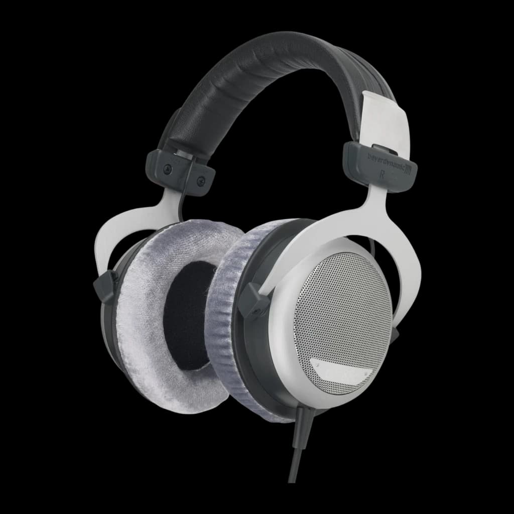 Casque Beyerdynamic DT 880 Pro 250 Ohm Arceau Circum-aural Jack 3,5 mm, vue latérale: coussinets velours gris et grille