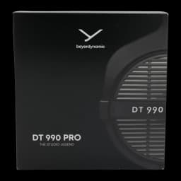 Casque Beyerdynamic DT 990 Pro Arceau Câble Jack 3,5 mm Noir, boîte face avant: packaging noir avec logo et grille