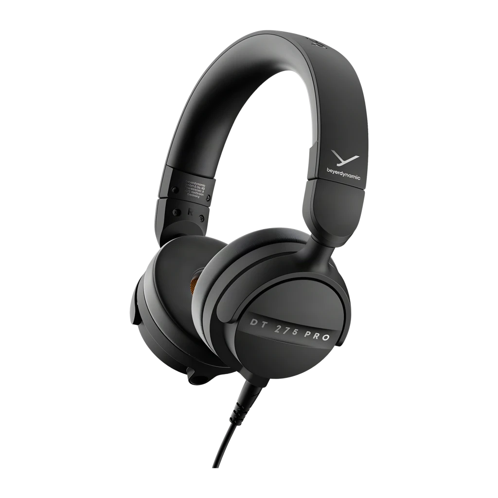 Auriculares Beyerdynamic DT 275 PRO Diadema Jack 3,5mm 45Ω Negro, vista lateral: diadema, almohadillas y logo DT 275 PRO