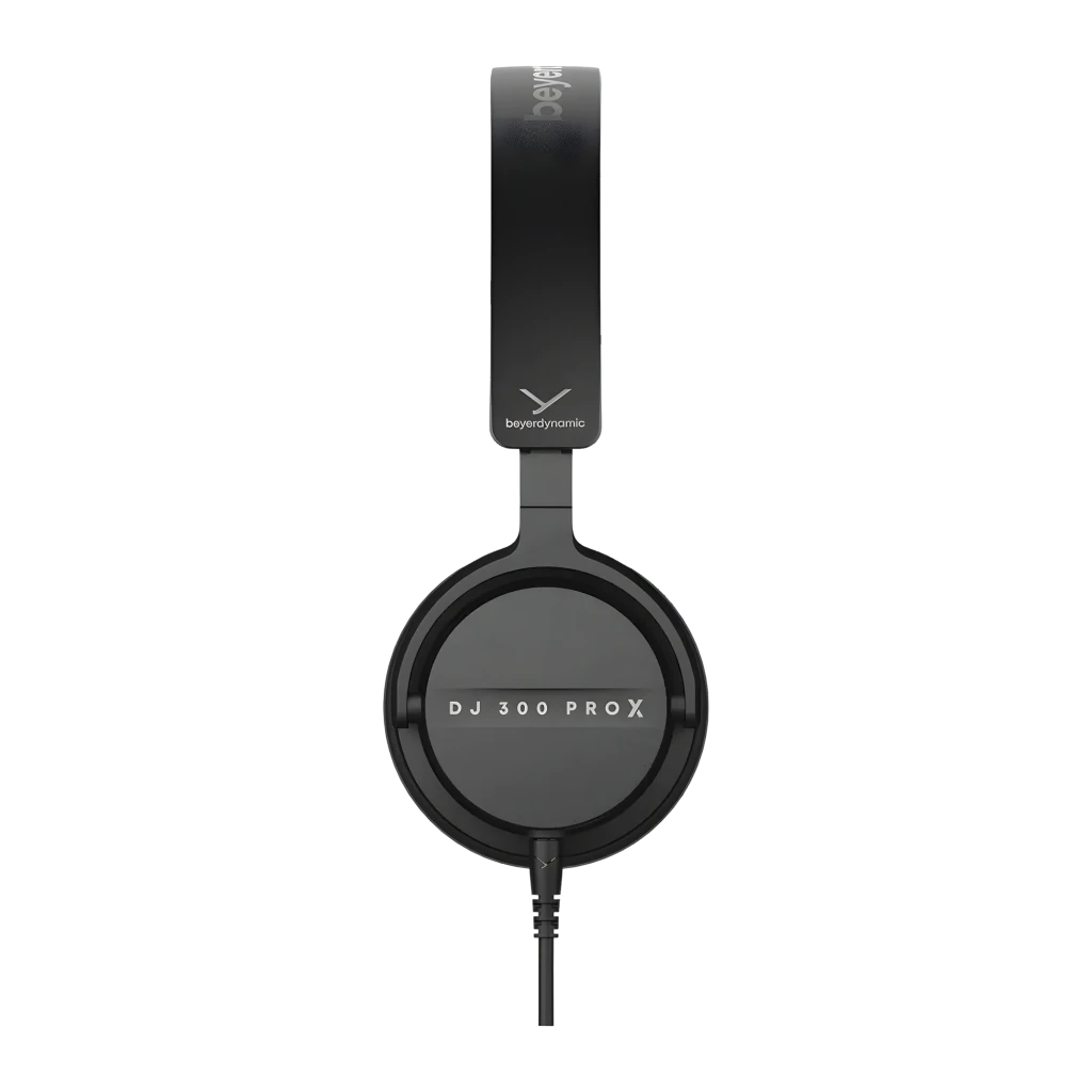 Casque Beyerdynamic DJ 300 PRO X Circum-aural Filaire 48Ω Noir, profil: étiquette DJ 300 PRO X sur le pavillon, logo