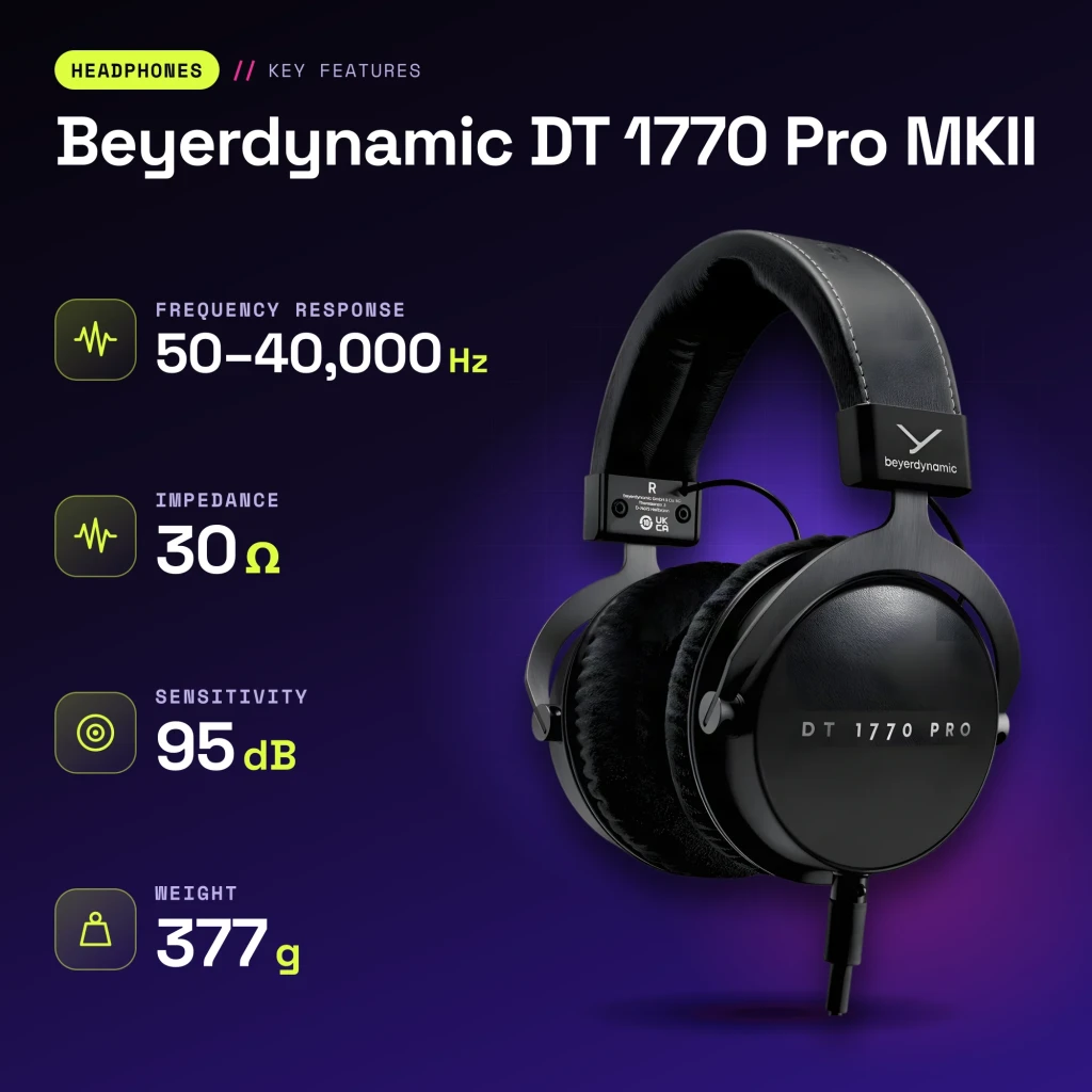 Auscultadores Beyerdynamic DT 1770 Pro MKII Circumaurais Cabo Jack 3,5 mm Preto - características