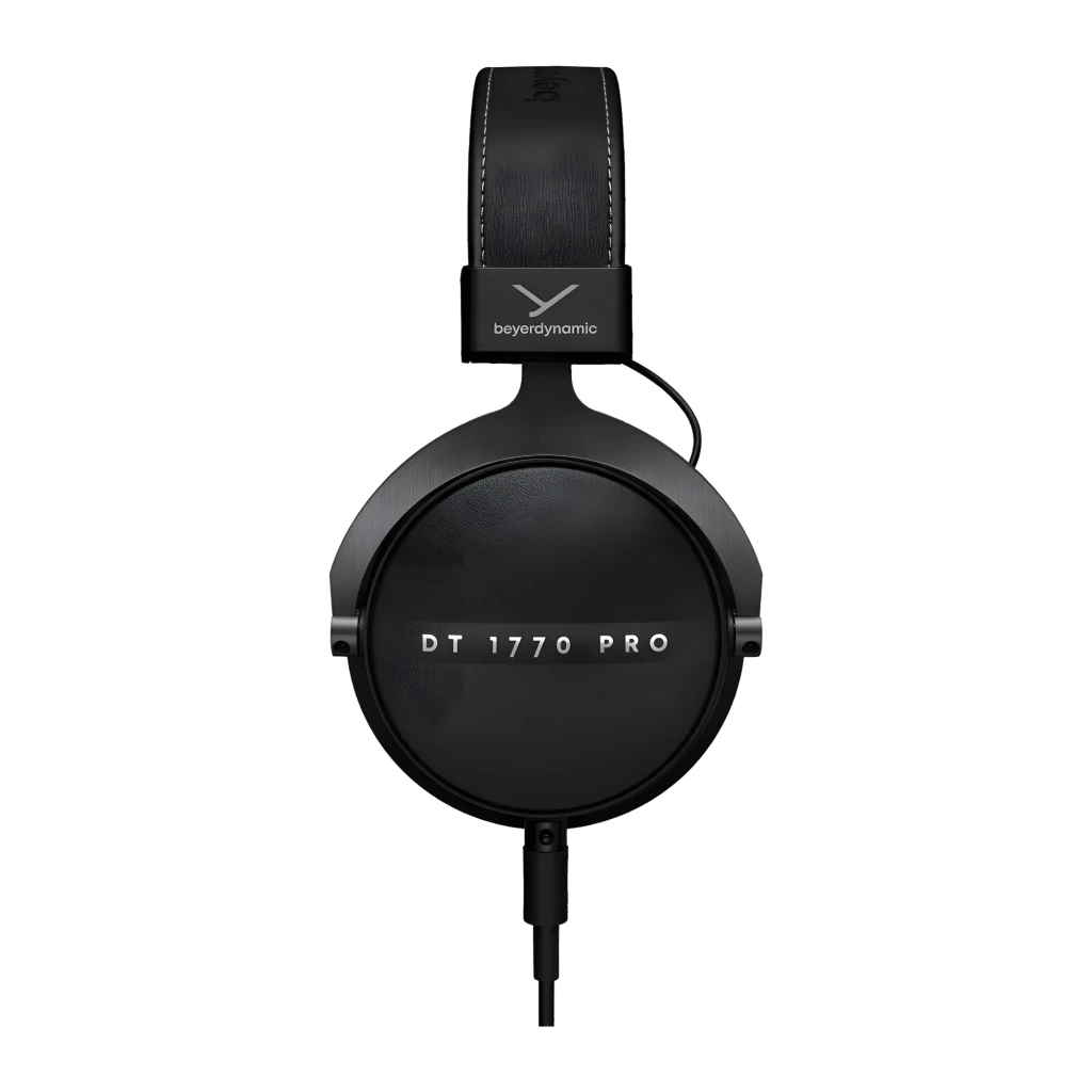 Auscultadores Beyerdynamic DT 1770 Pro MKII Circumaurais Cabo Jack 3,5 mm Preto, vista lateral: cápsula com inscrição DT