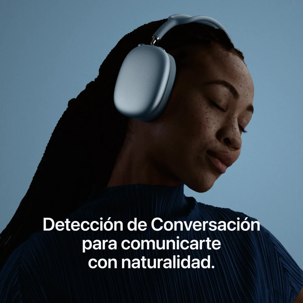 Auscultadores Apple AirPods Max 2 Cancelamento de Ruído Banda Bluetooth 5.3 Meia-Noite, lifestyle: mulher de olhos fechados