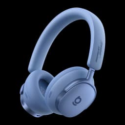 Auriculares Baseus Inspire XH1 Diadema Bluetooth 6.1 100h Azul, vista frontal en ángulo: diadema, almohadillas y logo Baseus