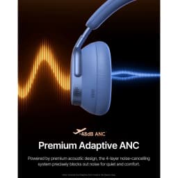 Auriculares Baseus Inspire XH1 Diadema Bluetooth 6.1 100h Azul, lateral: almohadilla y ANC -48dB con ondas sonoras