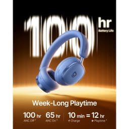 Auriculares Baseus Inspire XH1 Diadema Bluetooth 6.1 100h Azul, infografía: autonomía 100h sin ANC, 65h con ANC, carga