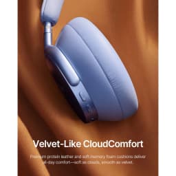 Auriculares Baseus Inspire XH1 Diadema Bluetooth 6.1 100h Azul, detalle: almohadilla de cuero proteico azul sobre tela