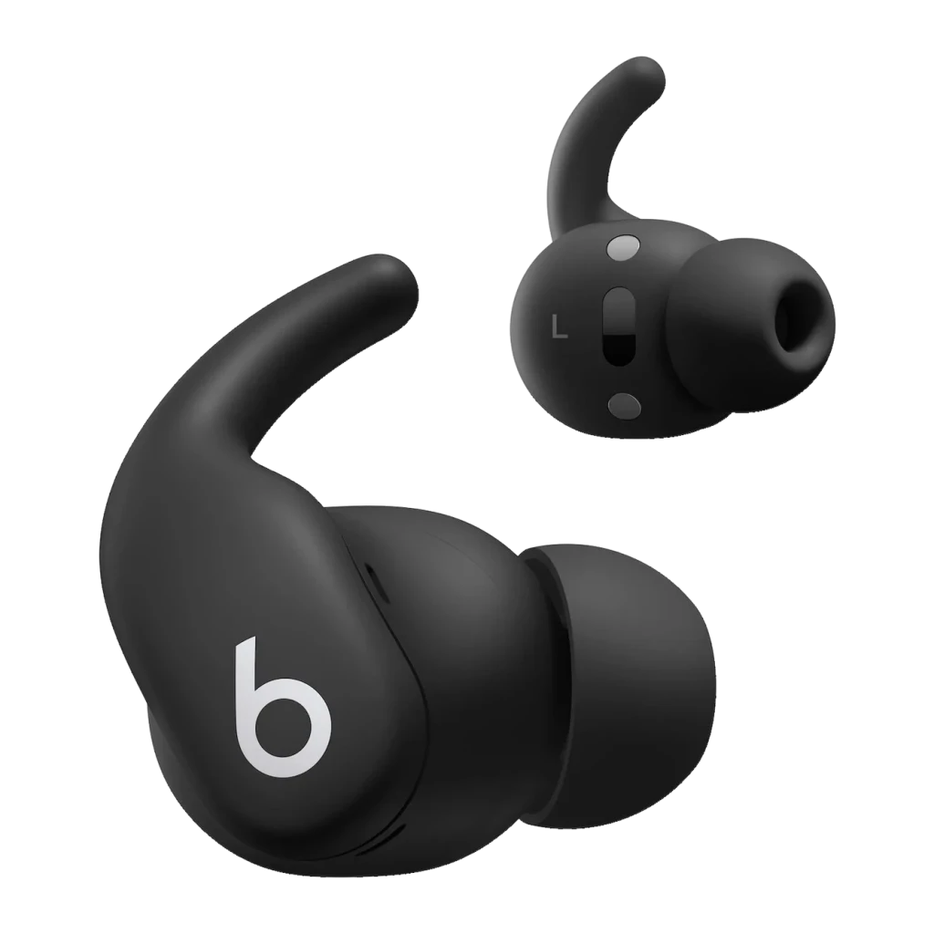 Auriculares Beats Audio Powerbeats Fit Cancelación de Ruido In-Ear Negro Azabache, vista frontal: dos auriculares con gancho