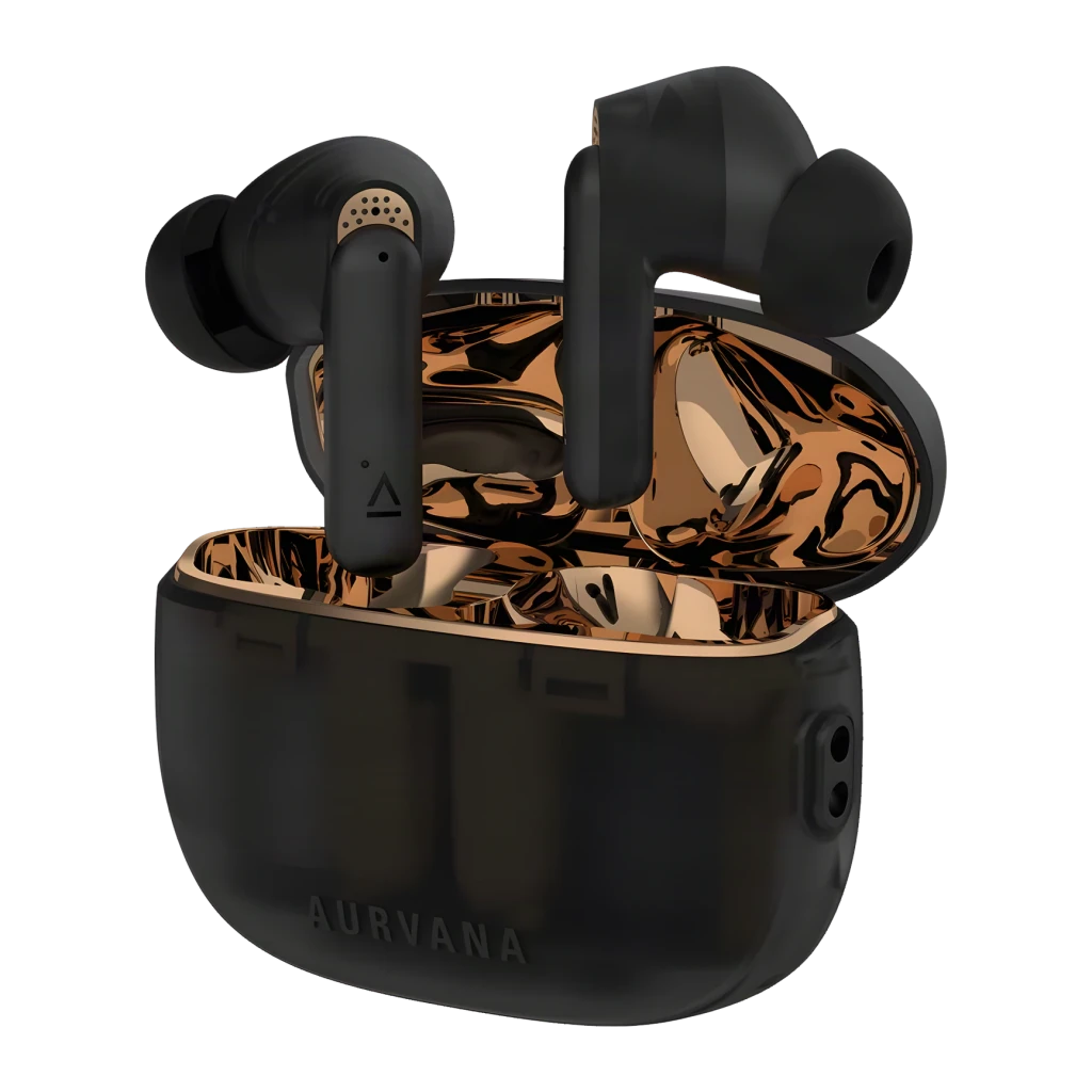 Auriculares Creative Labs Aurvana Ace 2 Cancelamento de Ruído TWS Bluetooth 5.3 Preto, vista frontal: estojo aberto